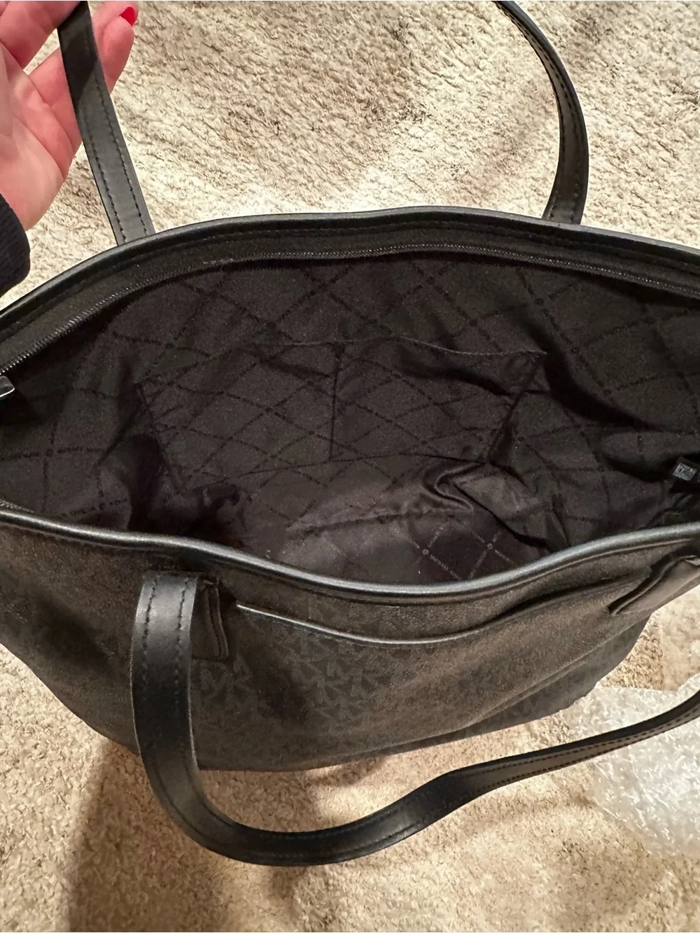 Michael Kors Black MK Embossed Logo Tote